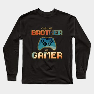 Vintage gamer brother 80's design gift Long Sleeve T-Shirt